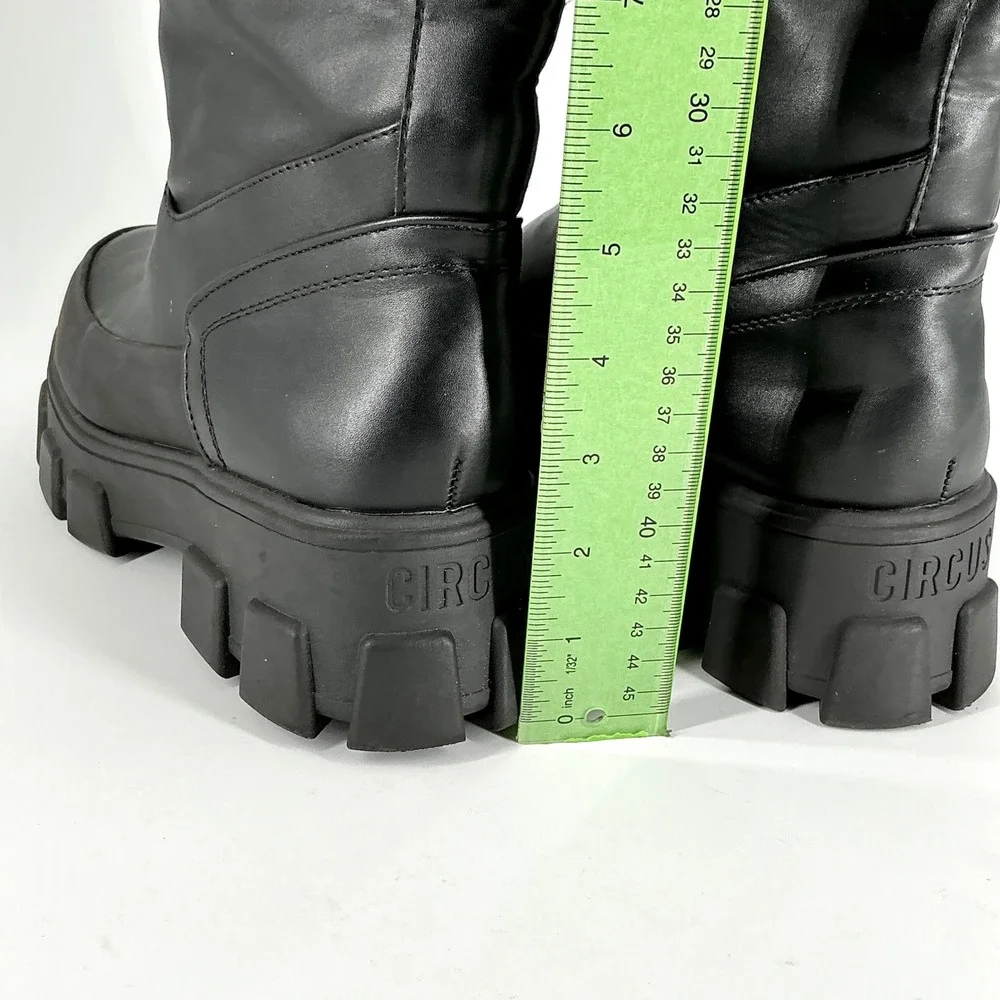 Circus NY Sam Edelman Size 9.5 Black Knee High Lug Sole Platform Boots Dollie